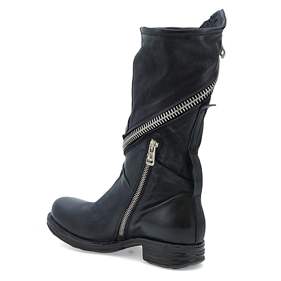 A.S.98 Siggs Mid Size Leather Boot Zipper Black Size 8 Women NWOT - Picture 3 of 13